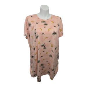Joy Spun Monkey Jungle Nightgown Women Plus 2x-3X Peach Multicolor